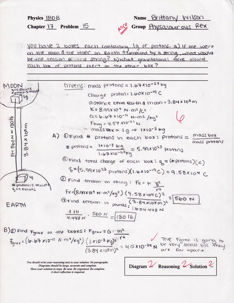 physics homework examples